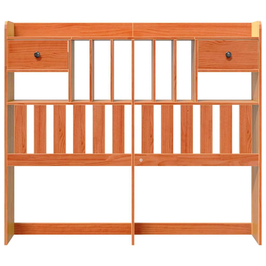 Headboard with Storage Wax Brown 120 cm Solid Wood Pine