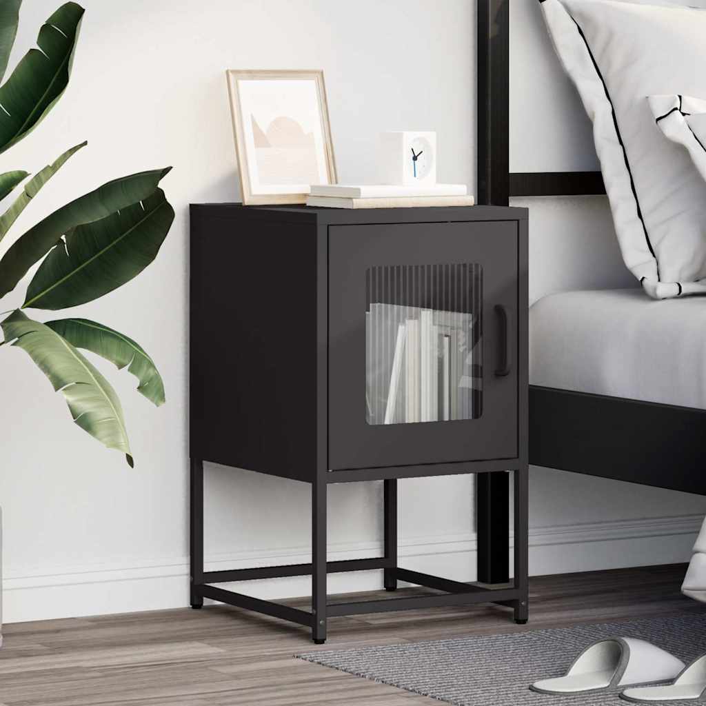 Bedside Cabinet Black 36x39x60.5 cm Cold-rolled Steel