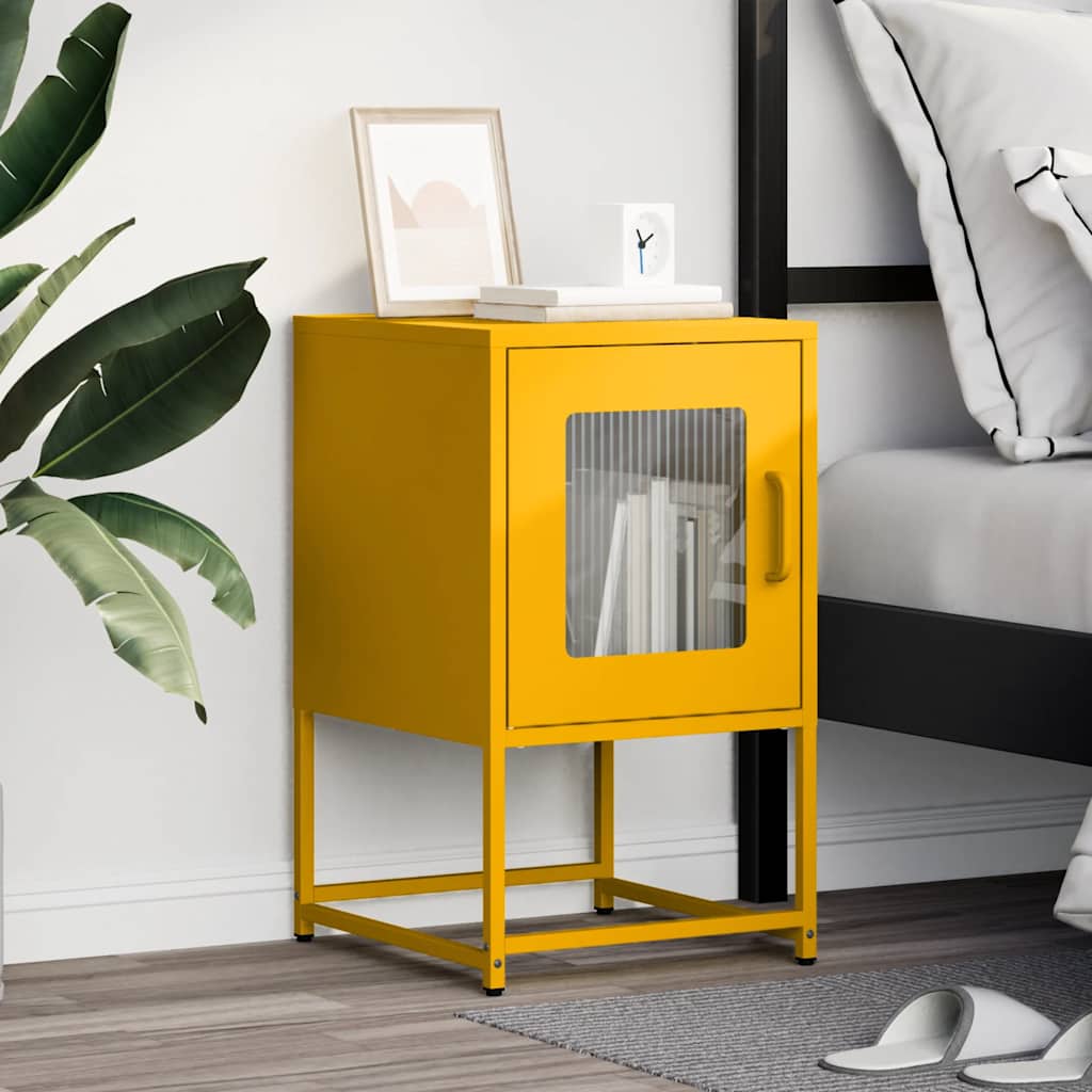 Bedside Cabinet Mustard Yellow 36x39x60.5 cm Cold-rolled Steel