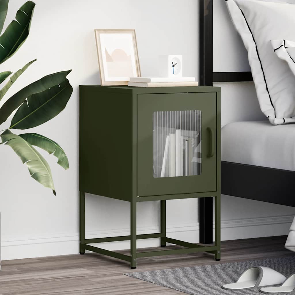 Bedside Cabinet Olive Green 36x39x60.5 cm Cold-rolled Steel