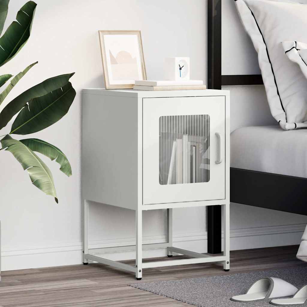 Bedside Cabinet White 36x39x60.5 cm Cold-rolled Steel