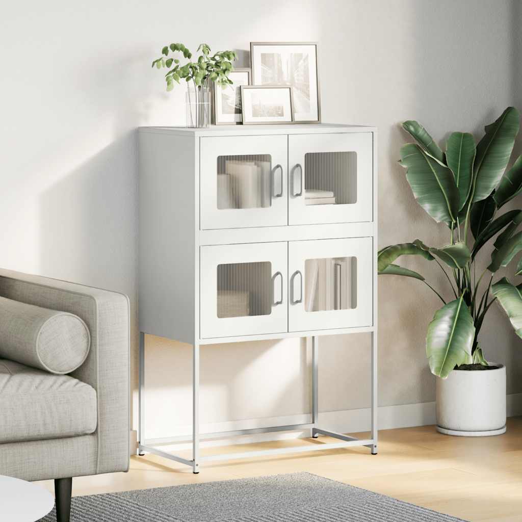 Highboard White 68x39x107 cm Steel