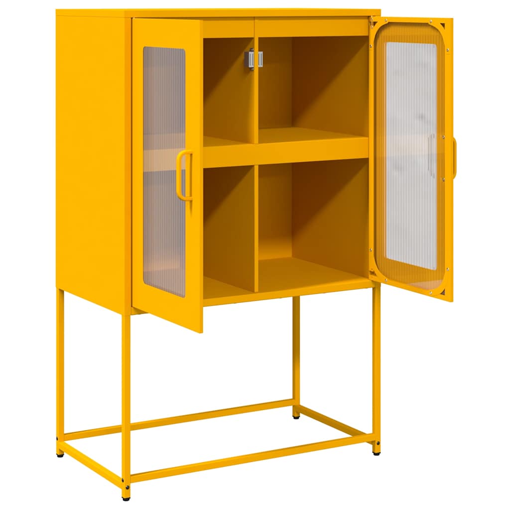 Highboard Mustard Yellow 68x39x107 cm Steel