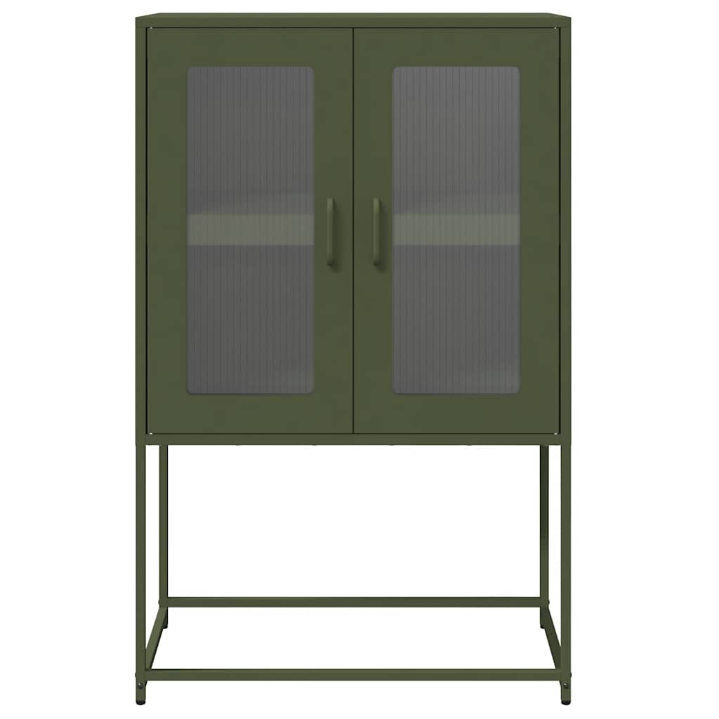 Highboard Olive Green 68x39x107 cm Steel