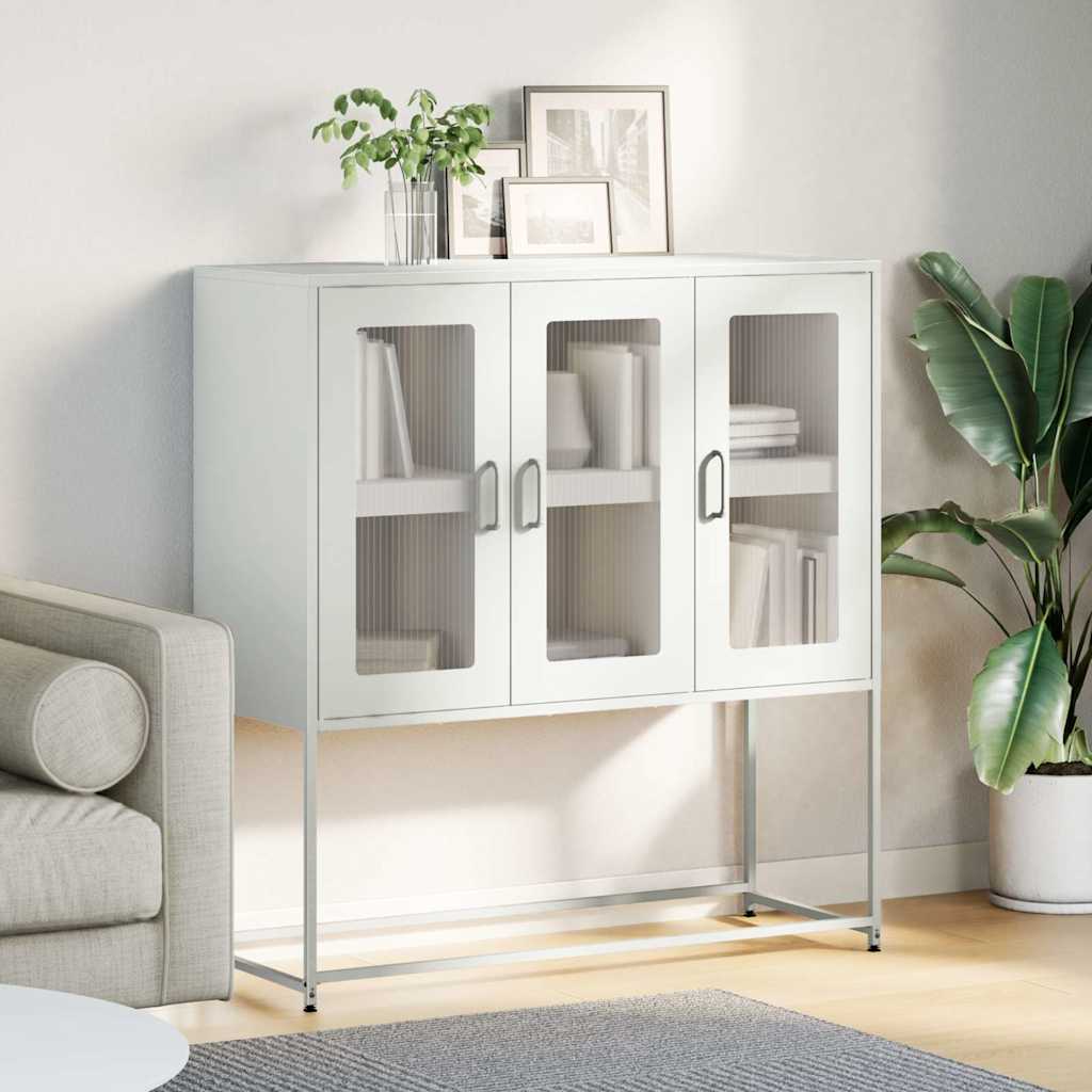 Sideboard White 100.5x39x107 cm Cold-rolled Steel