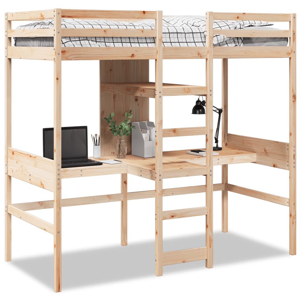 Loft Bed Frame without Mattress 80x200cm Solid Wood Pine