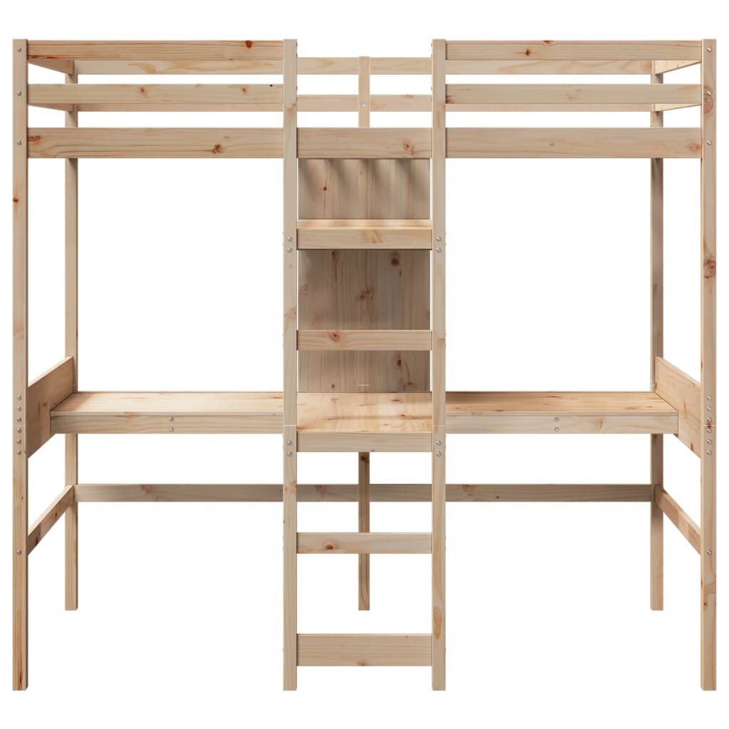 Loft Bed Frame without Mattress 80x200cm Solid Wood Pine
