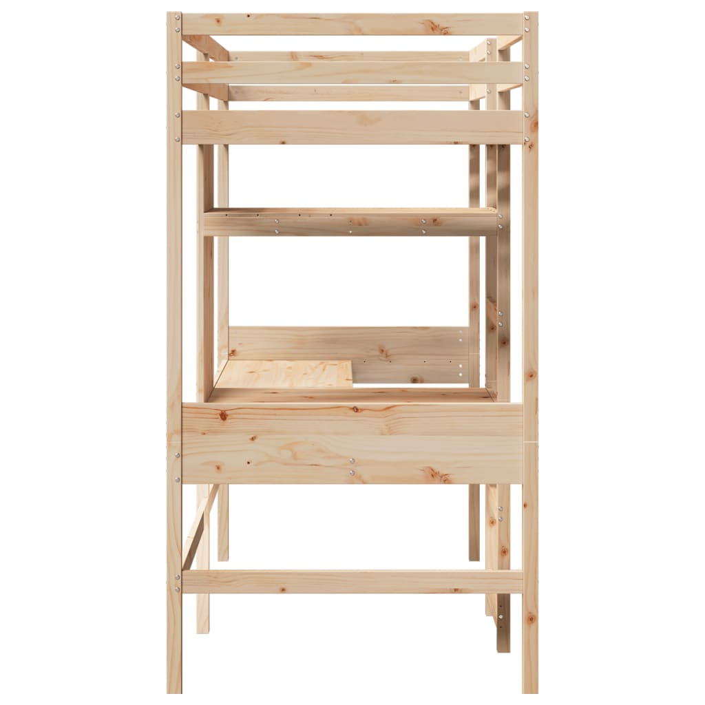 Loft Bed Frame without Mattress 80x200cm Solid Wood Pine