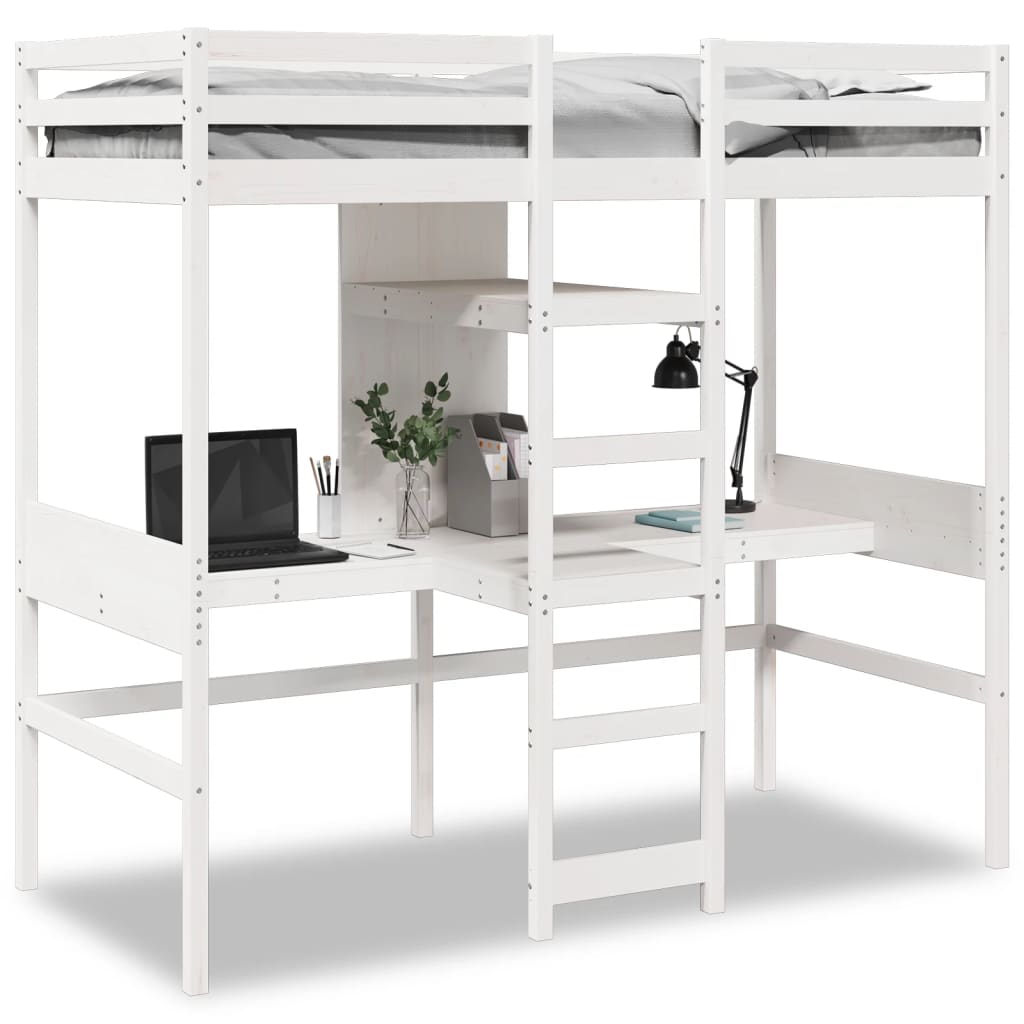 Loft Bed Frame without Mattress White 80x200cm Solid Wood Pine