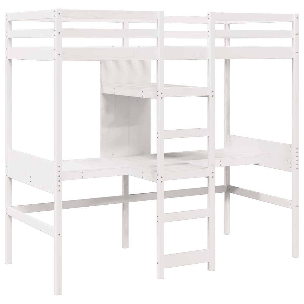 Loft Bed Frame without Mattress White 80x200cm Solid Wood Pine