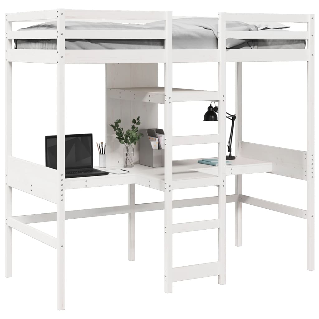 Loft Bed Frame without Mattress White 80x200cm Solid Wood Pine