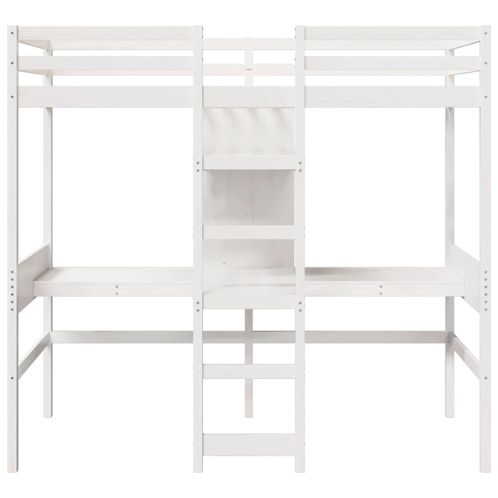 Loft Bed Frame without Mattress White 80x200cm Solid Wood Pine
