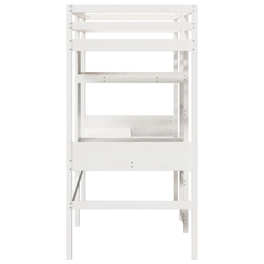 Loft Bed Frame without Mattress White 80x200cm Solid Wood Pine