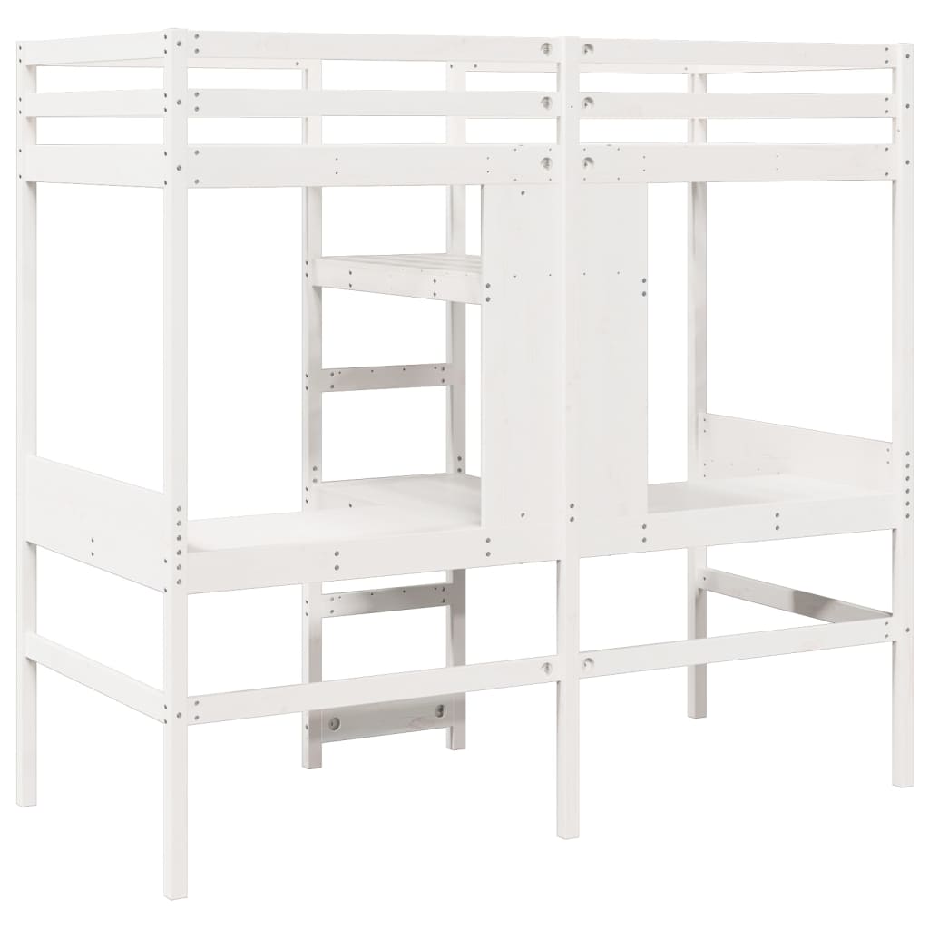 Loft Bed Frame without Mattress White 80x200cm Solid Wood Pine