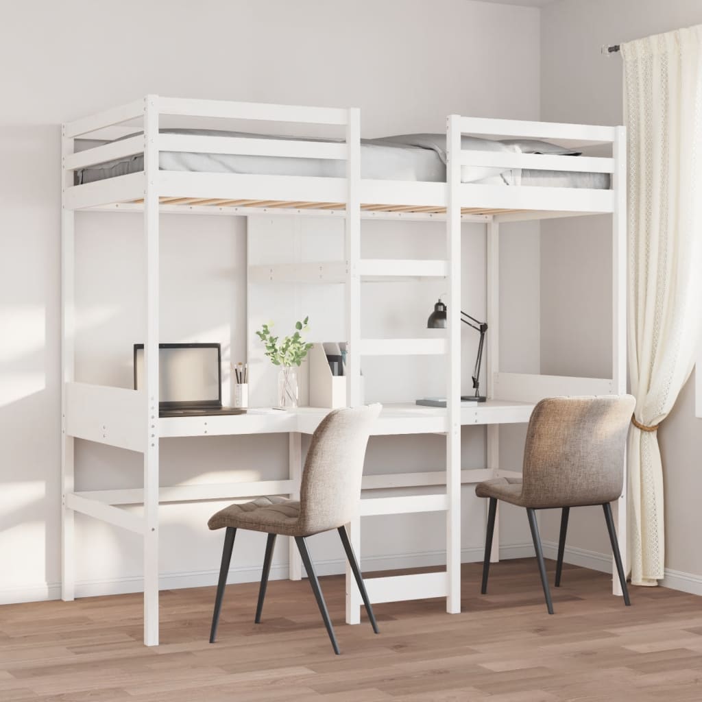 Loft Bed Frame without Mattress White 80x200cm Solid Wood Pine