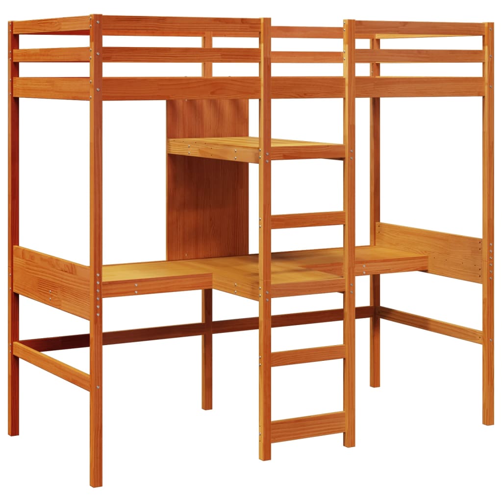 Loft Bed Frame without Mattress Wax Brown 80x200cm Solid Wood Pine