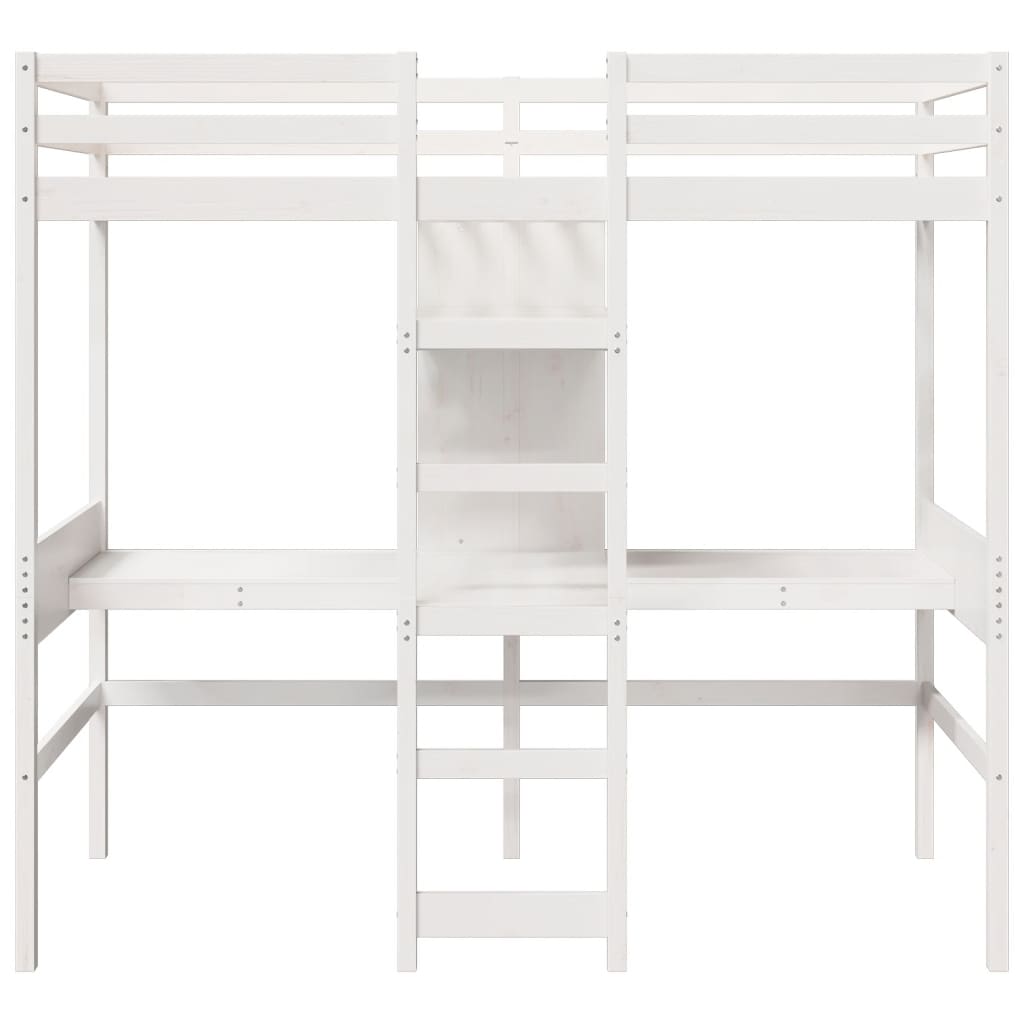 Loft Bed Frame without Mattress White 90x190cm Solid Wood Pine
