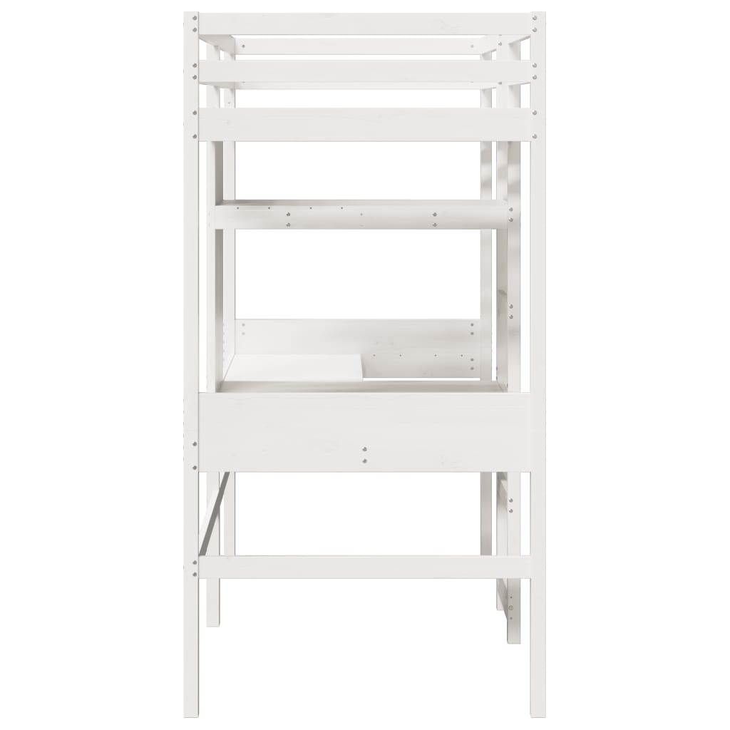 Loft Bed Frame without Mattress White 90x190cm Solid Wood Pine