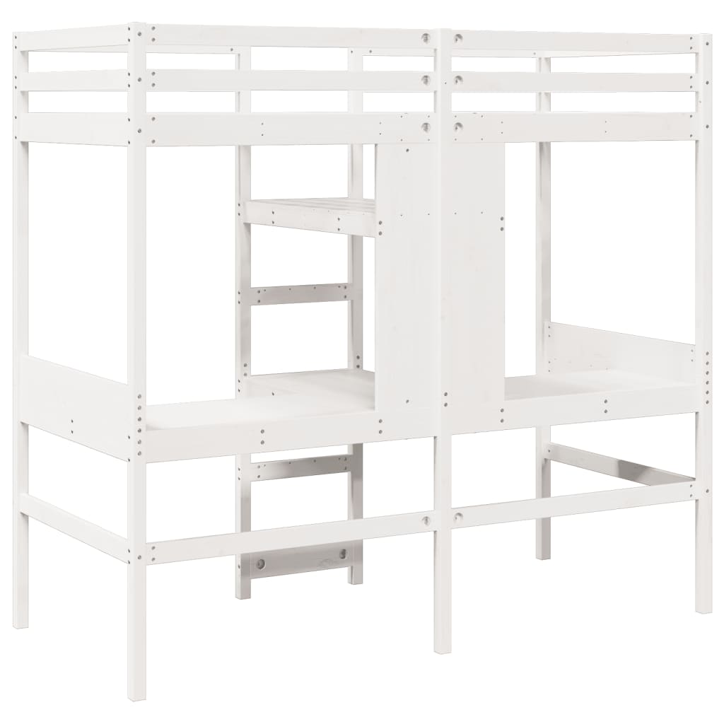 Loft Bed Frame without Mattress White 75x190cm Solid Wood Pine