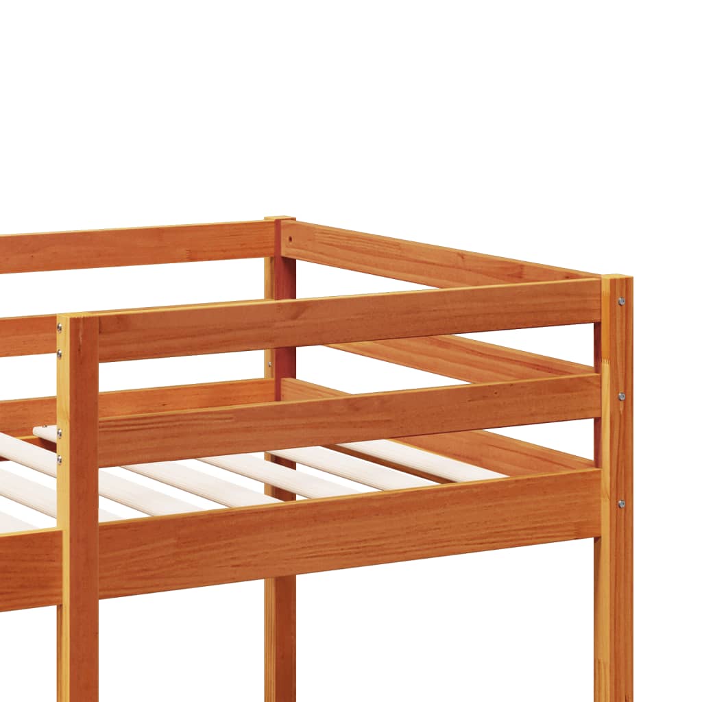 Loft Bed Frame without Mattress Wax Brown 75x190cm Solid Wood Pine