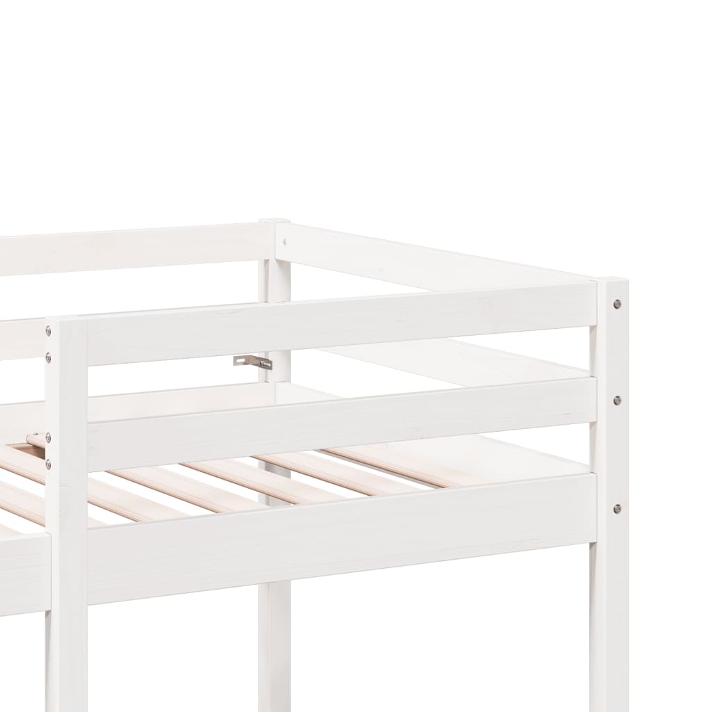 Loft Bed Frame with Desk and Chairs White 90x190cm Solid Wood Pine
