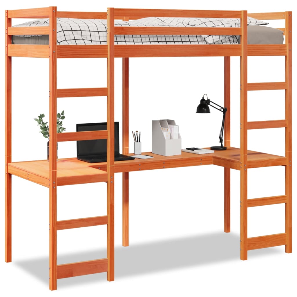 Loft Bed Frame without Mattress Wax Brown 80x200 cm Solid Wood Pine