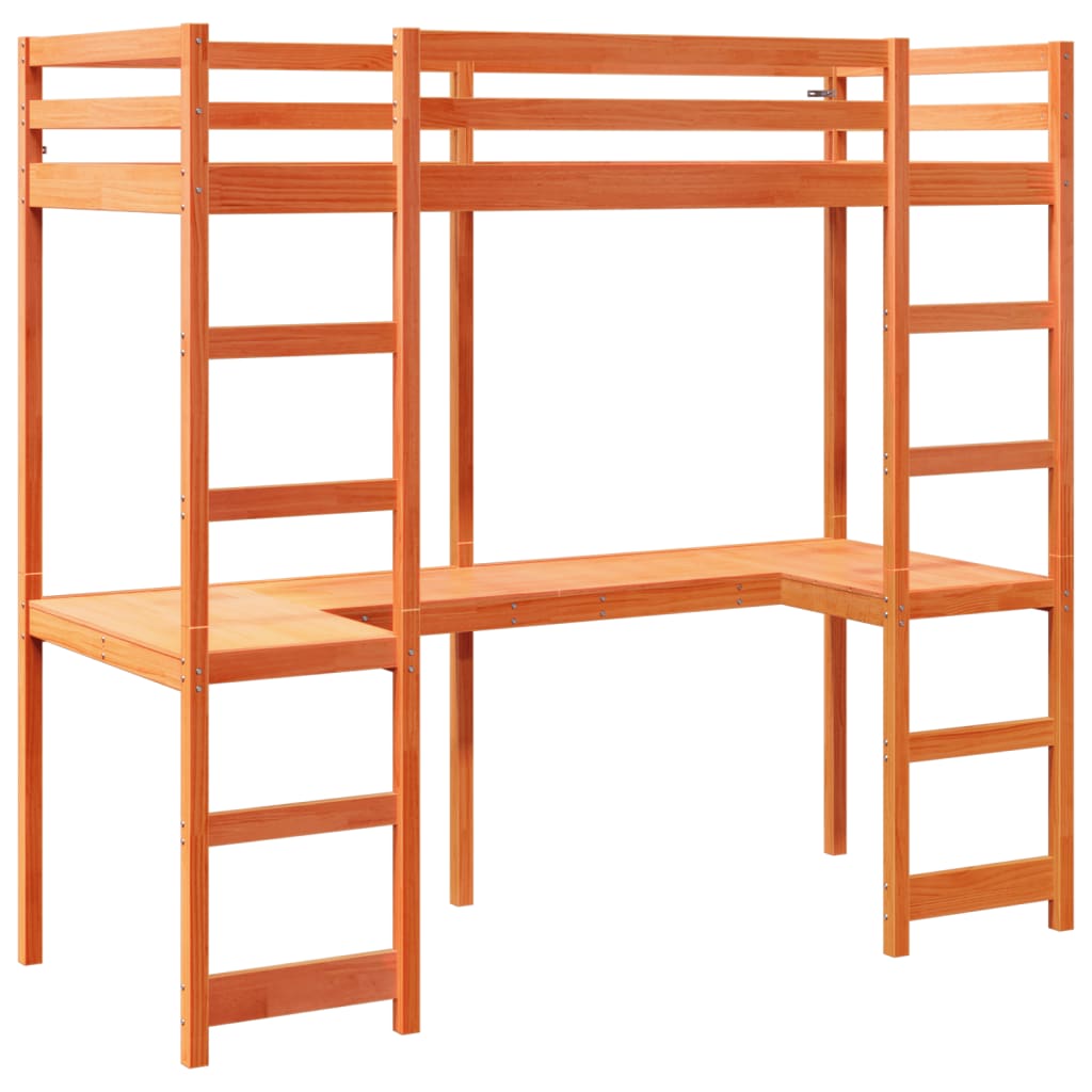 Loft Bed Frame without Mattress Wax Brown 80x200 cm Solid Wood Pine