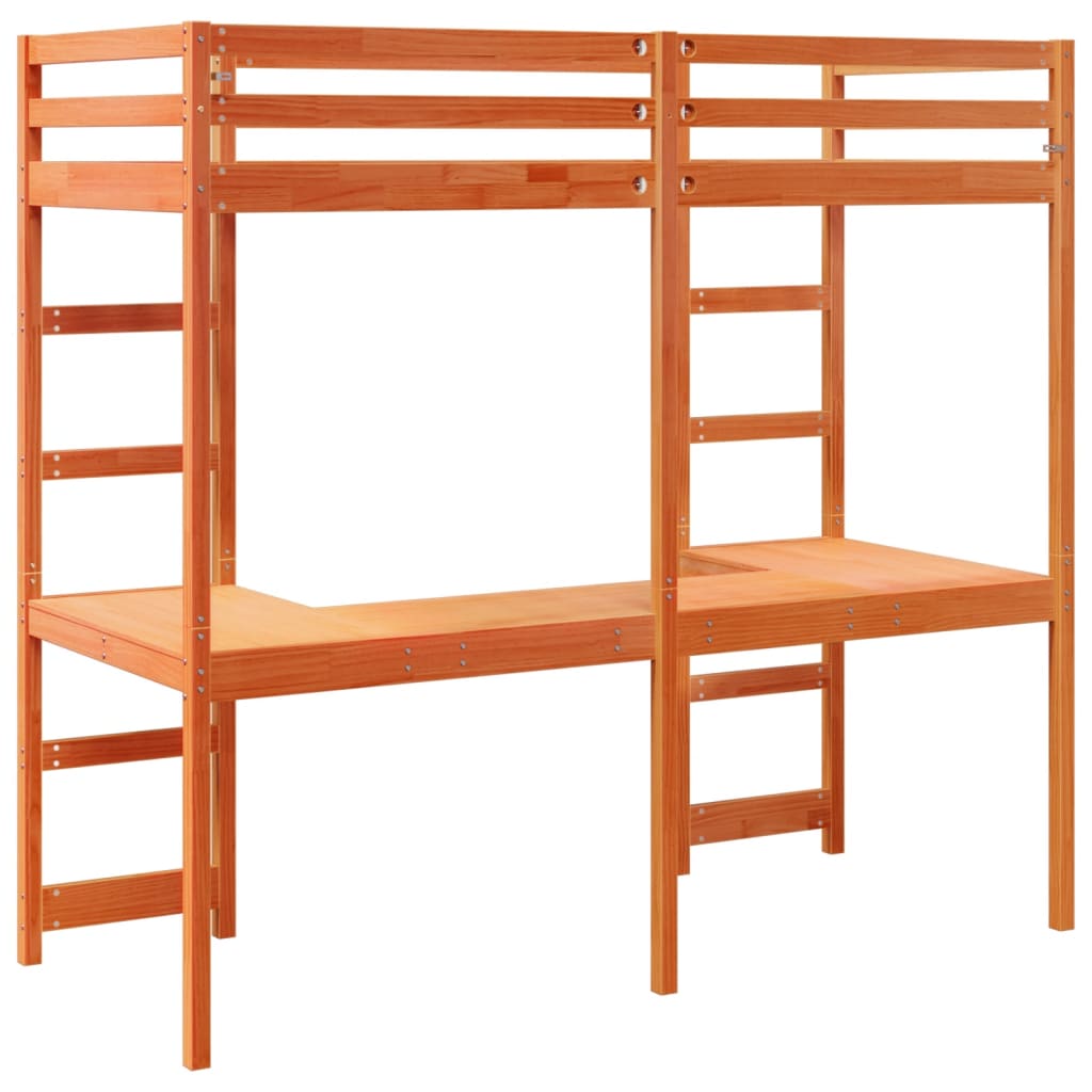 Loft Bed Frame without Mattress Wax Brown 80x200 cm Solid Wood Pine