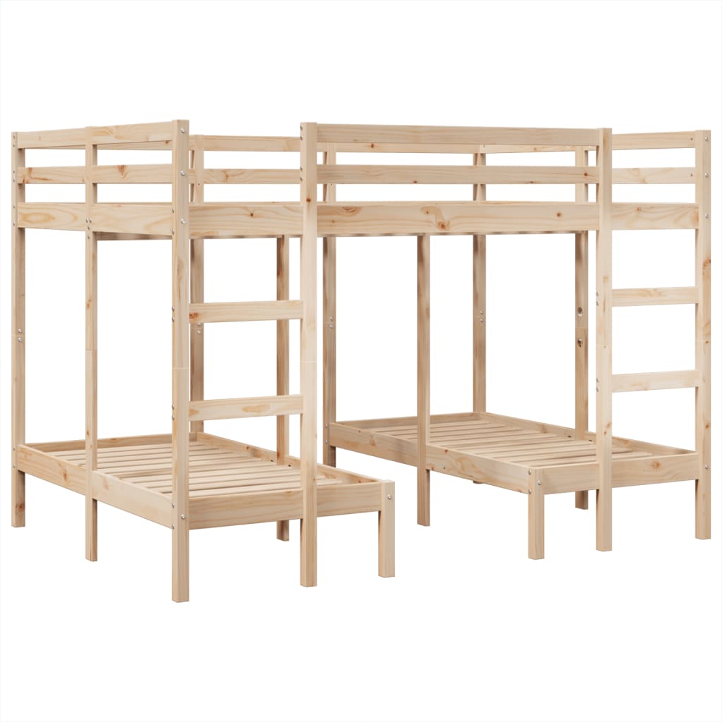 Triple Bunk Bed Frame 140x200/70x140 cm Solid Wood Pine