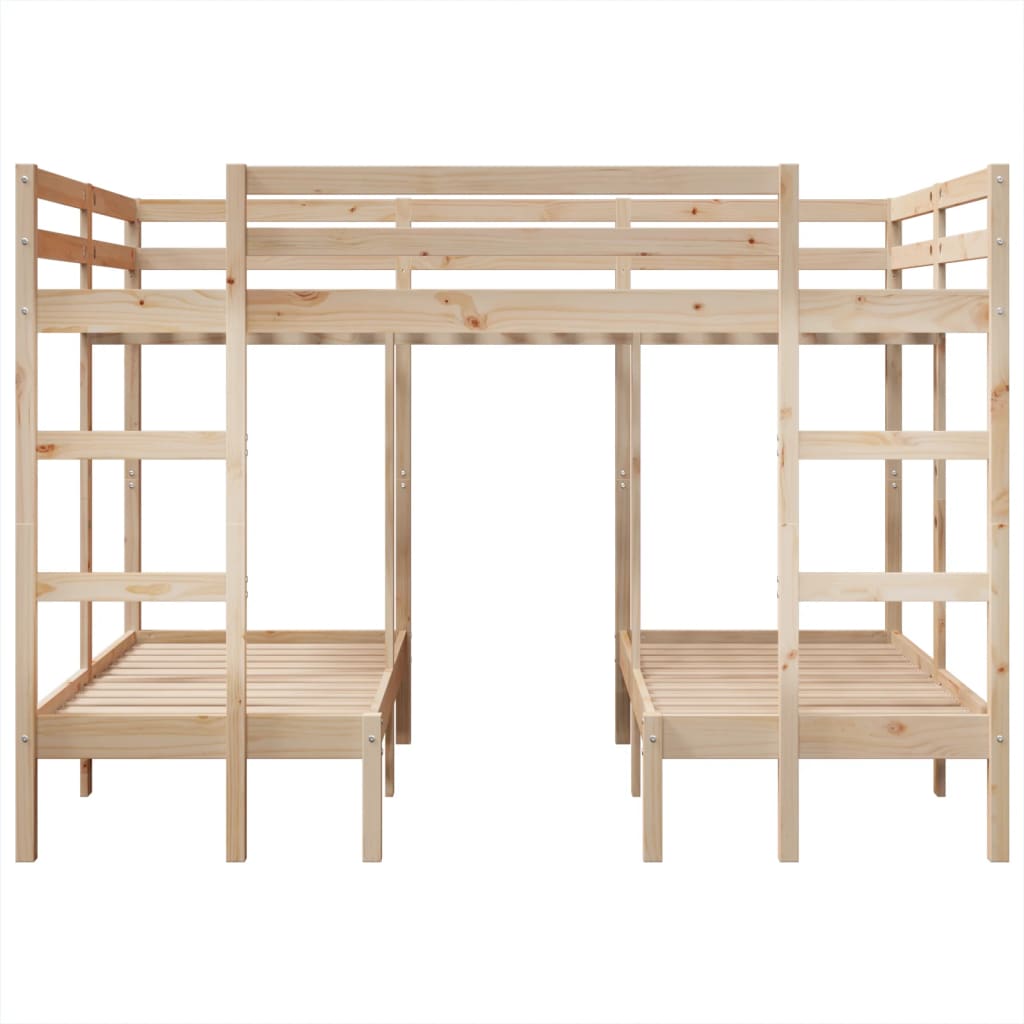 Triple Bunk Bed Frame 140x200/70x140 cm Solid Wood Pine
