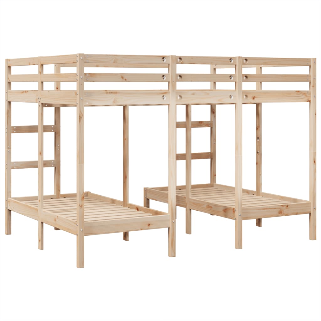 Triple Bunk Bed Frame 140x200/70x140 cm Solid Wood Pine