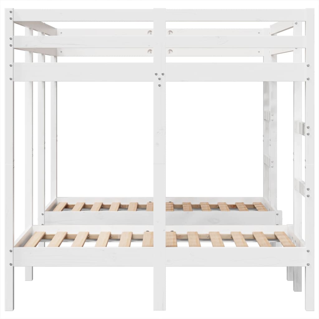 Triple Bunk Bed Frame White 140x200/70x140 cm Solid Wood Pine