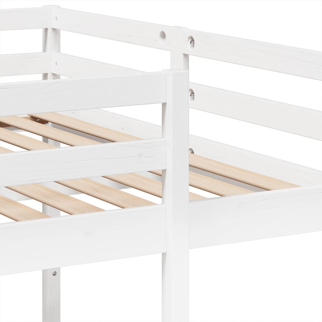 Triple Bunk Bed Frame White 140x200/70x140 cm Solid Wood Pine