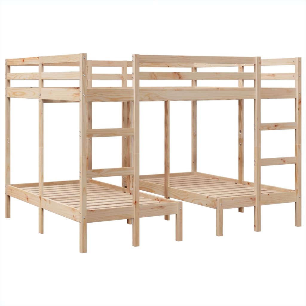 Triple Bunk Bed Frame 160x200/80x160 cm Solid Wood Pine