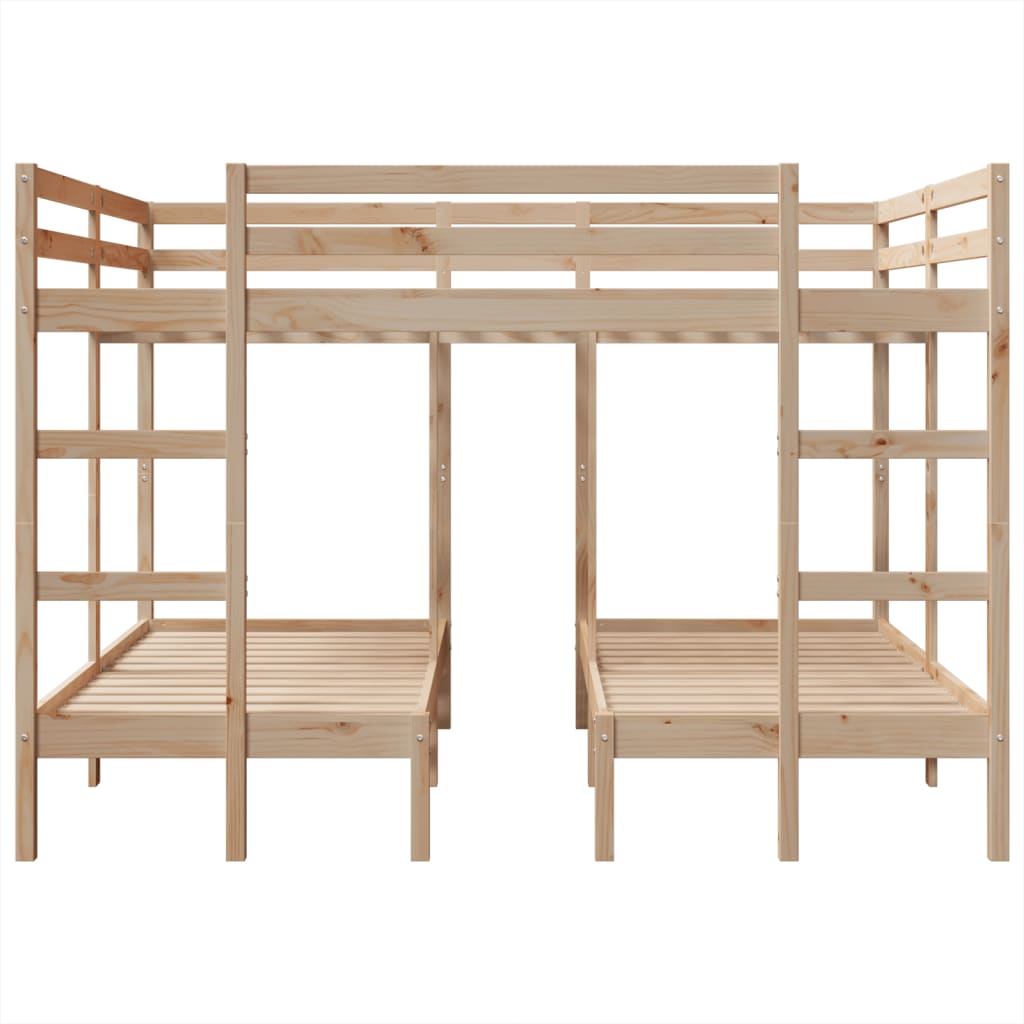 Triple Bunk Bed Frame 160x200/80x160 cm Solid Wood Pine