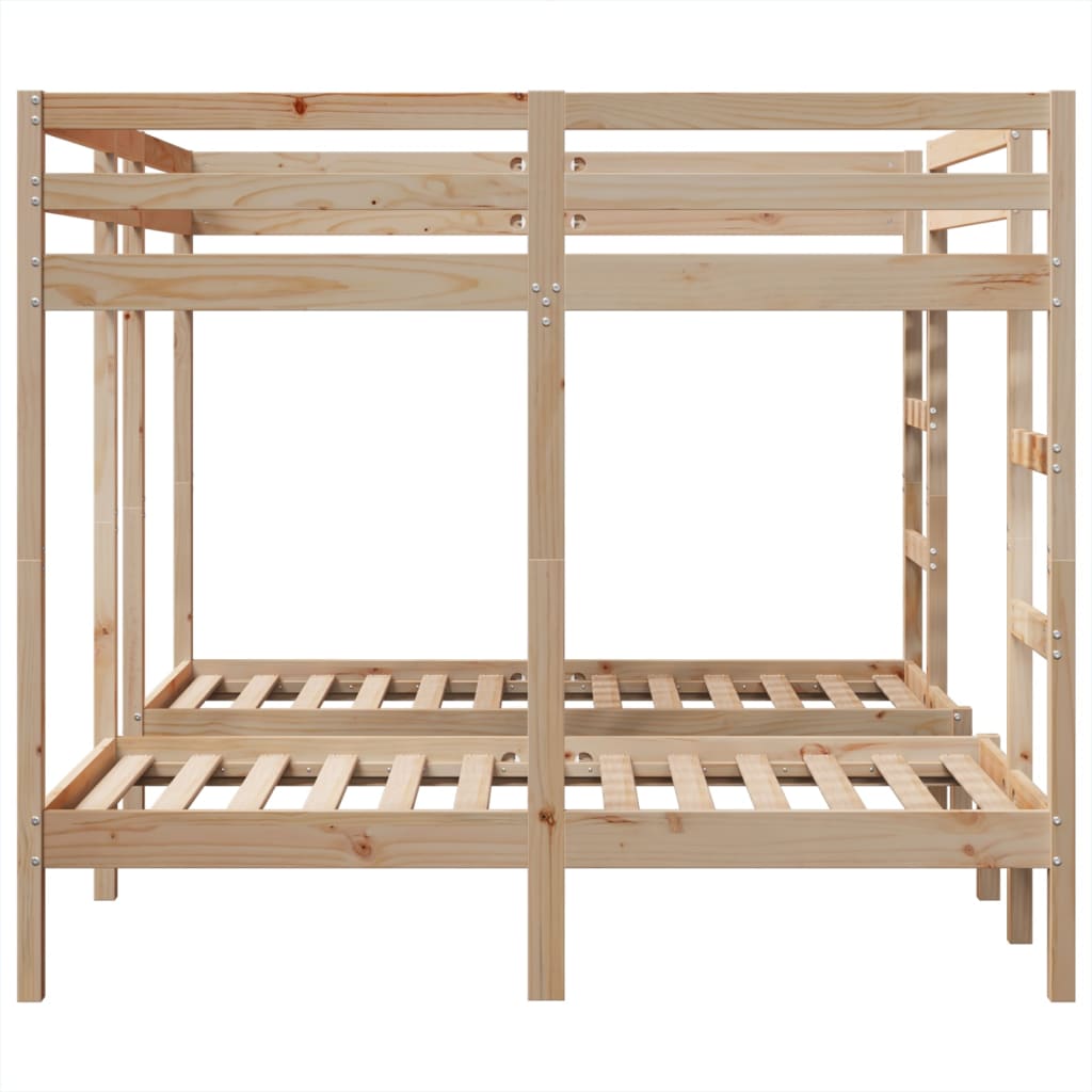 Triple Bunk Bed Frame 160x200/80x160 cm Solid Wood Pine