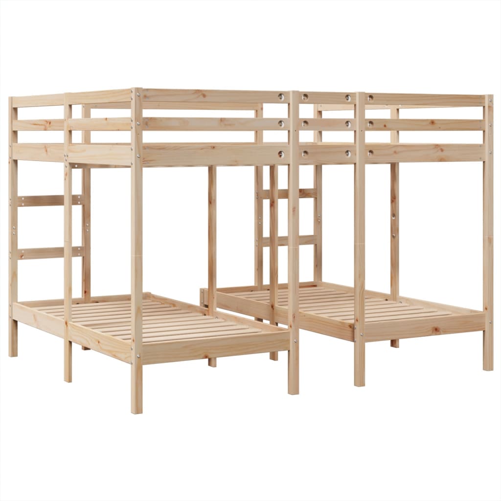 Triple Bunk Bed Frame 160x200/80x160 cm Solid Wood Pine