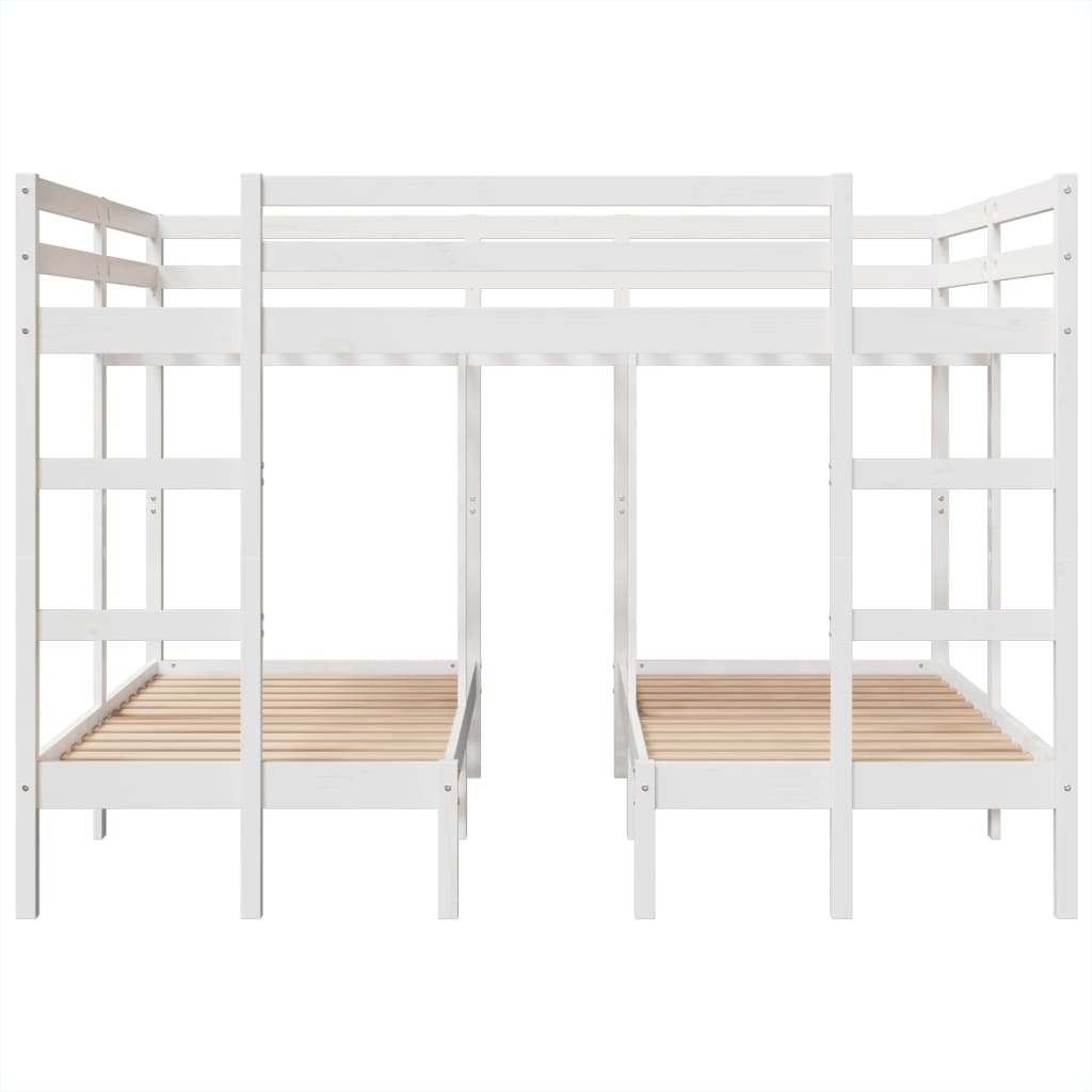 Triple Bunk Bed Frame White 160x200/80x160 cm Solid Wood Pine