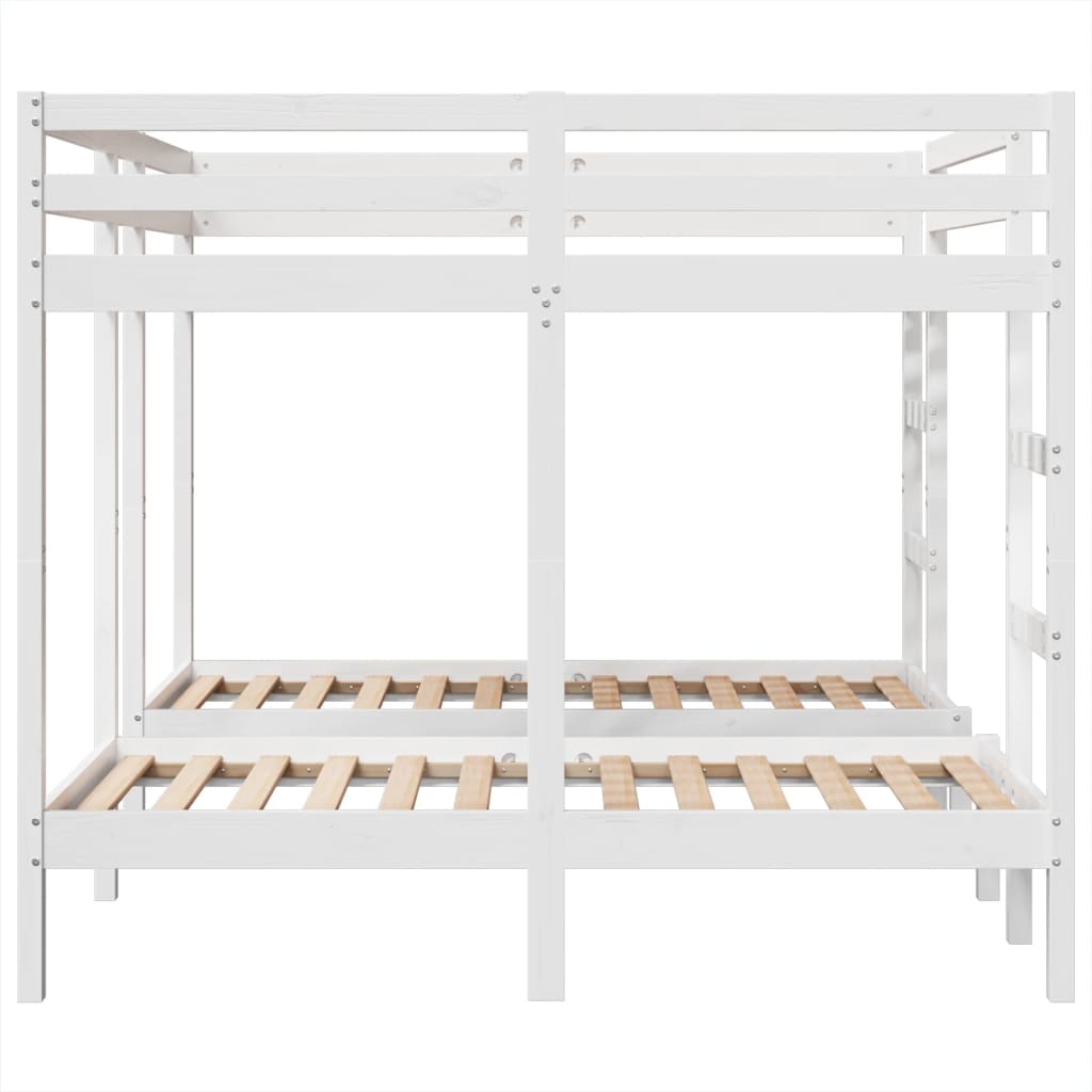 Triple Bunk Bed Frame White 160x200/80x160 cm Solid Wood Pine