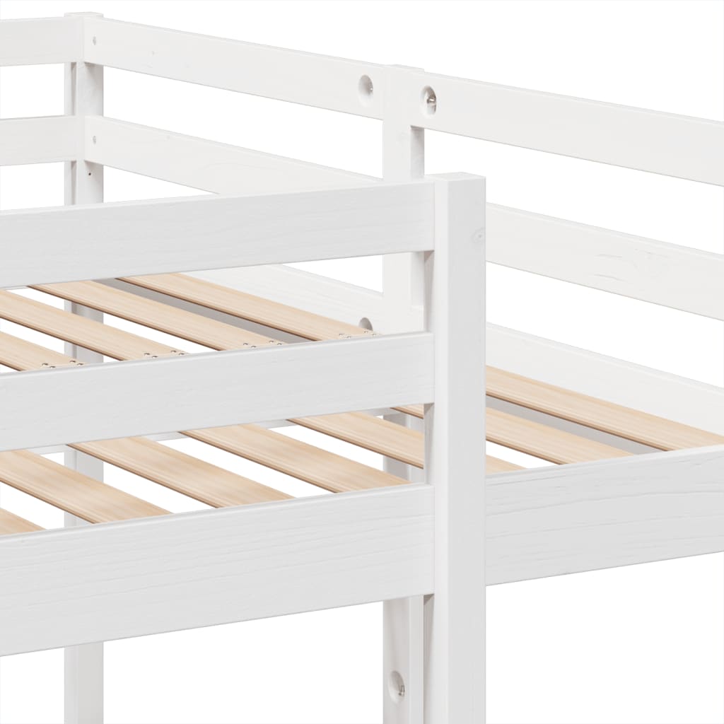 Triple Bunk Bed Frame White 160x200/80x160 cm Solid Wood Pine