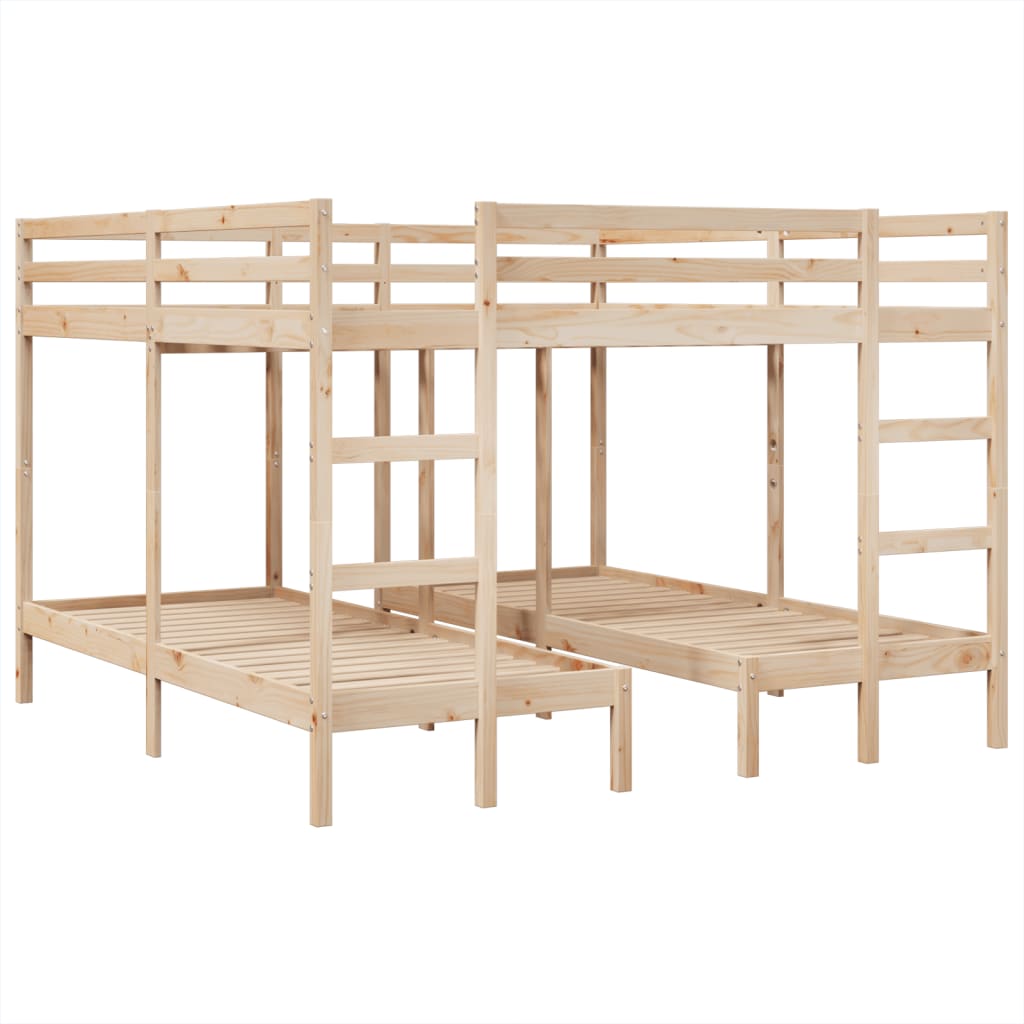 Triple Bunk Bed Frame 200x200/80x200 cm Solid Wood Pine