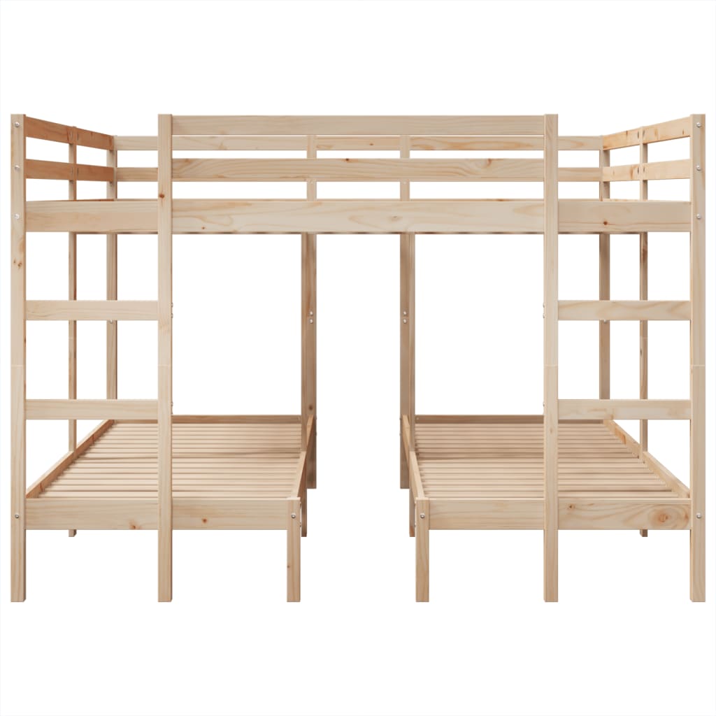 Triple Bunk Bed Frame 200x200/80x200 cm Solid Wood Pine
