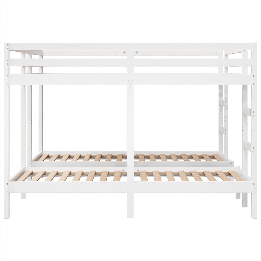 Triple Bunk Bed Frame White 200x200/80x200 cm Solid Wood Pine