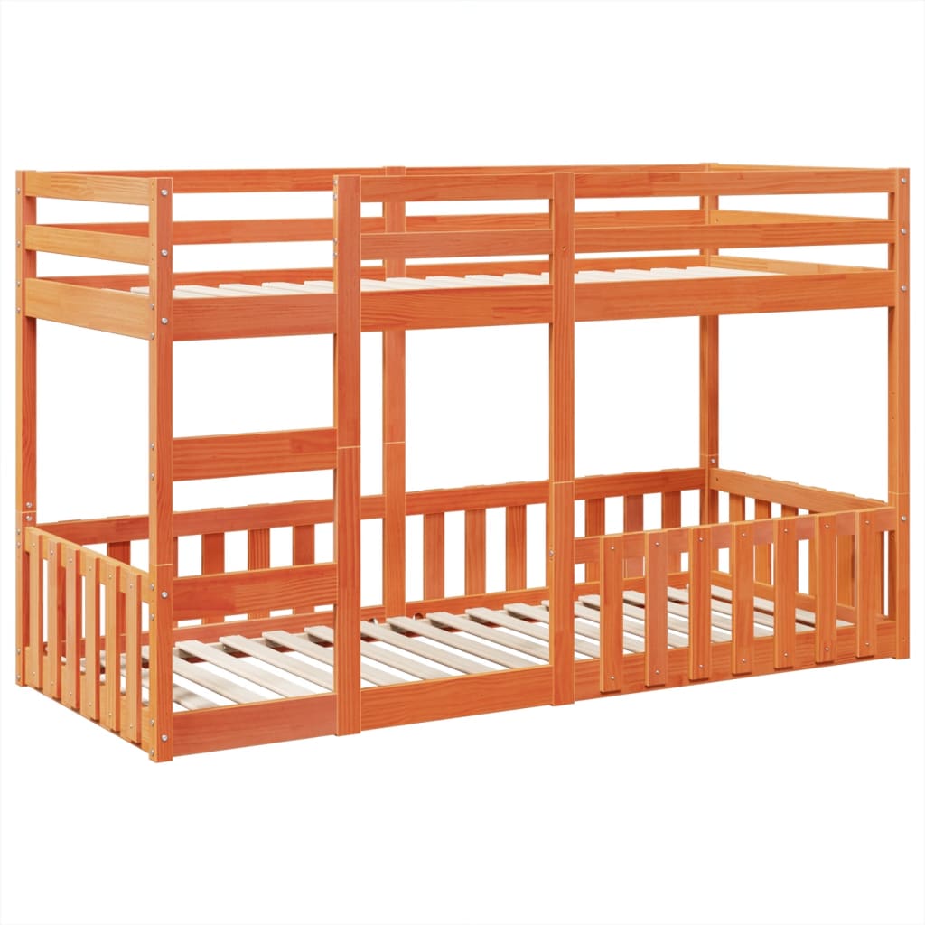 Bunk Bed Wax Brown 90x200 cm Solid Wood Pine