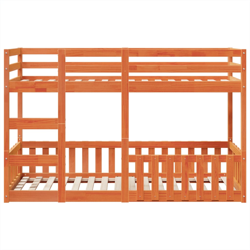 Bunk Bed Wax Brown 75x190 cm Solid Wood Pine