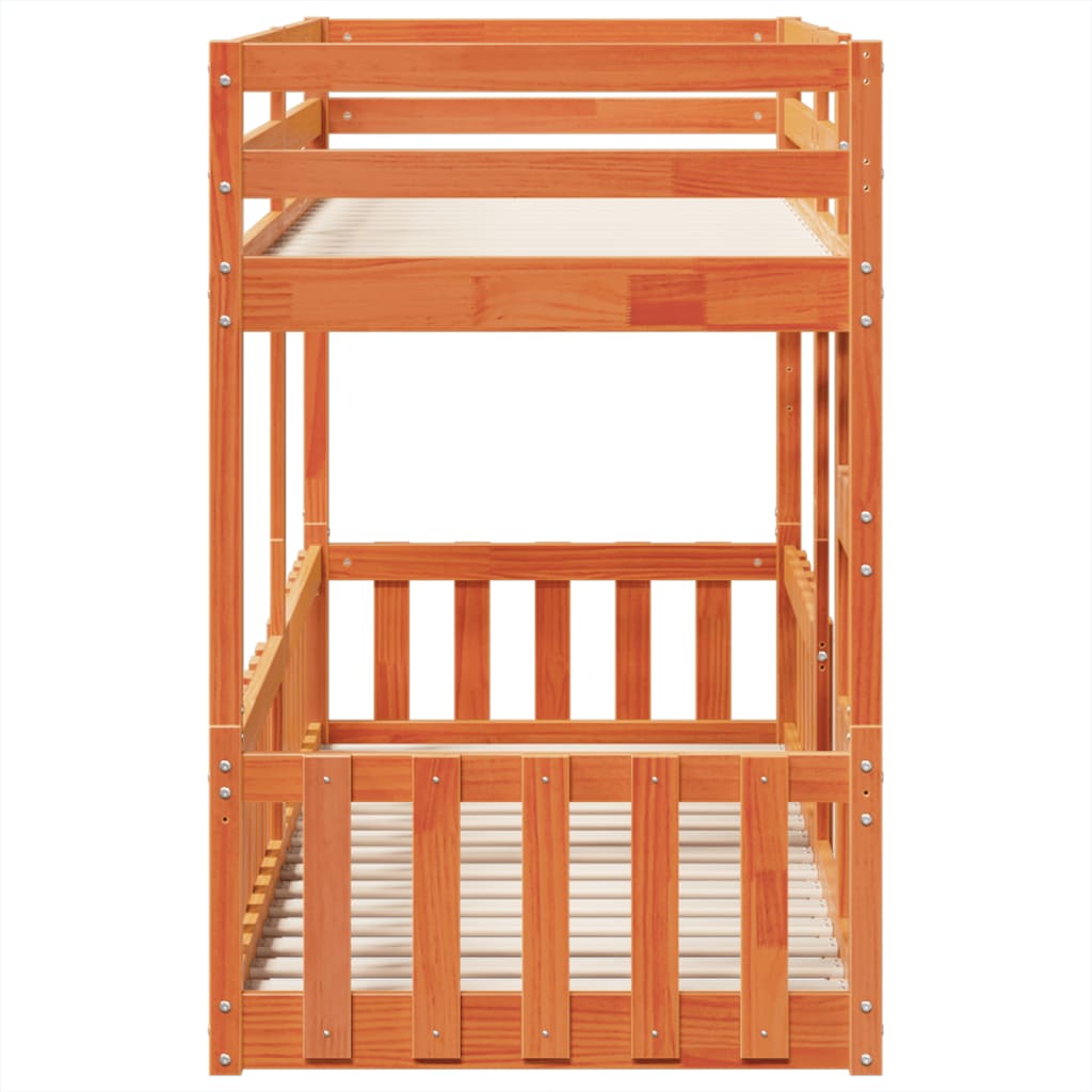 Bunk Bed Wax Brown 75x190 cm Solid Wood Pine