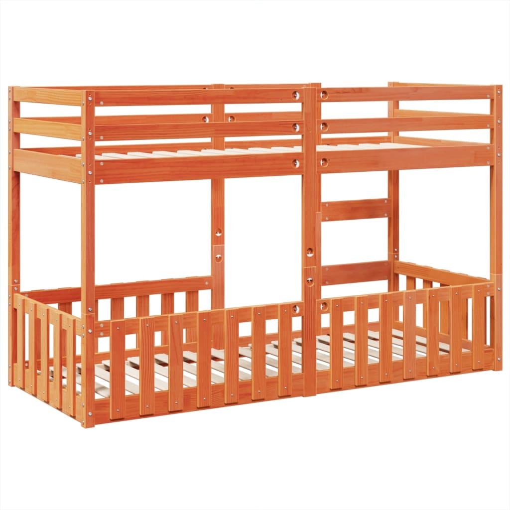 Bunk Bed Wax Brown 75x190 cm Solid Wood Pine