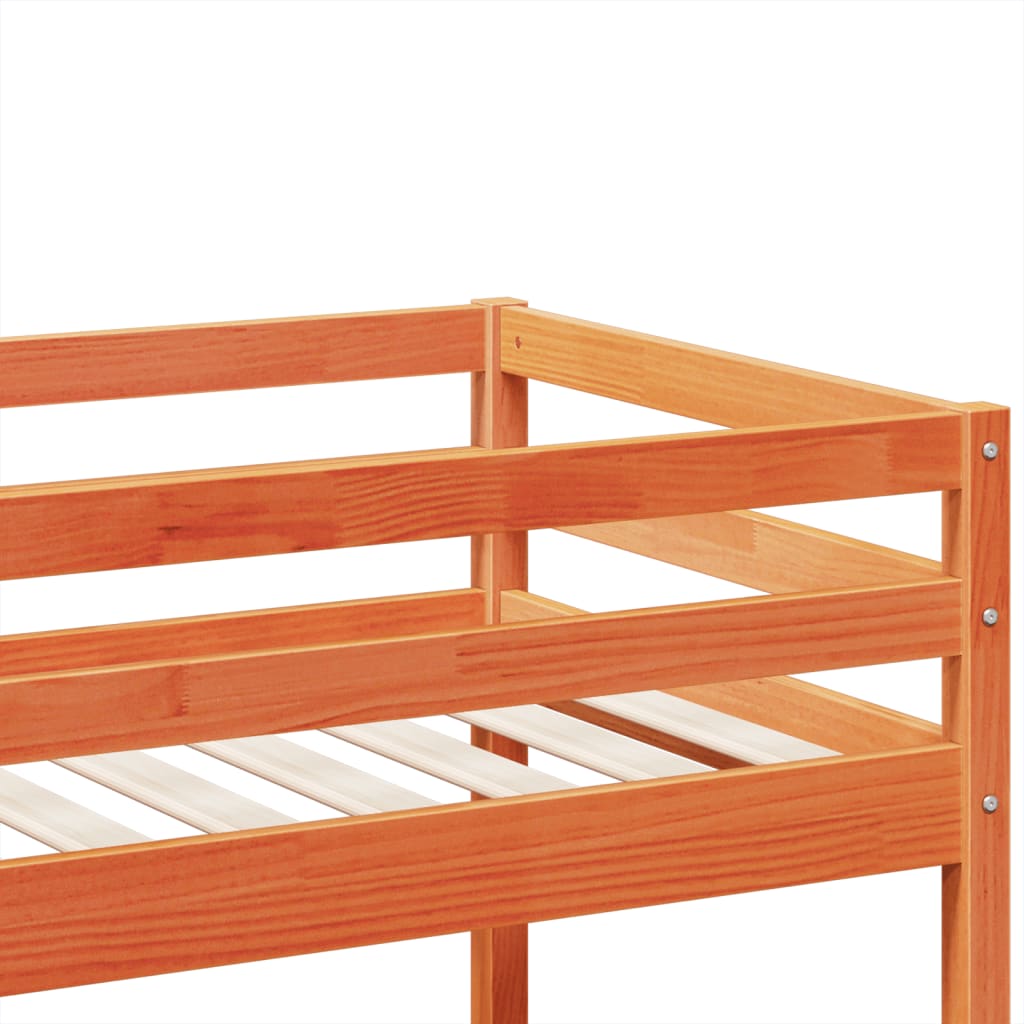 Bunk Bed Wax Brown 75x190 cm Solid Wood Pine