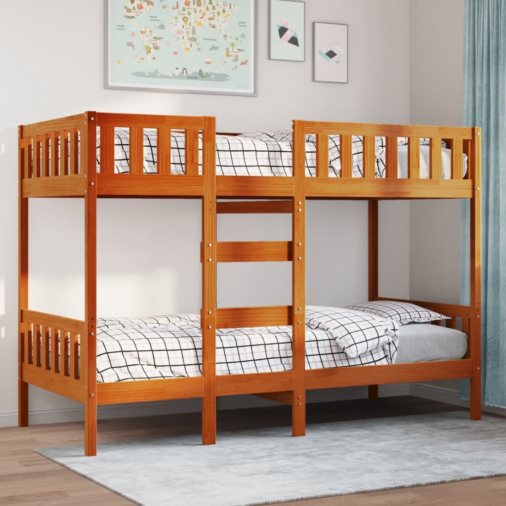 Bunk Bed Wax Brown 80x200 cm Solid Wood Pine