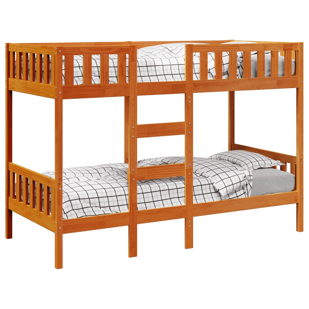 Bunk Bed Wax Brown 90x200 cm Solid Wood Pine